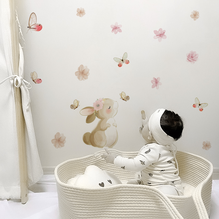 Dessin animé lapin fleurs papi - Baby Nursery Decor Girl avis et prix